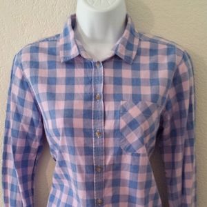 Pink & Blue American Eagle Button-Up Shirt